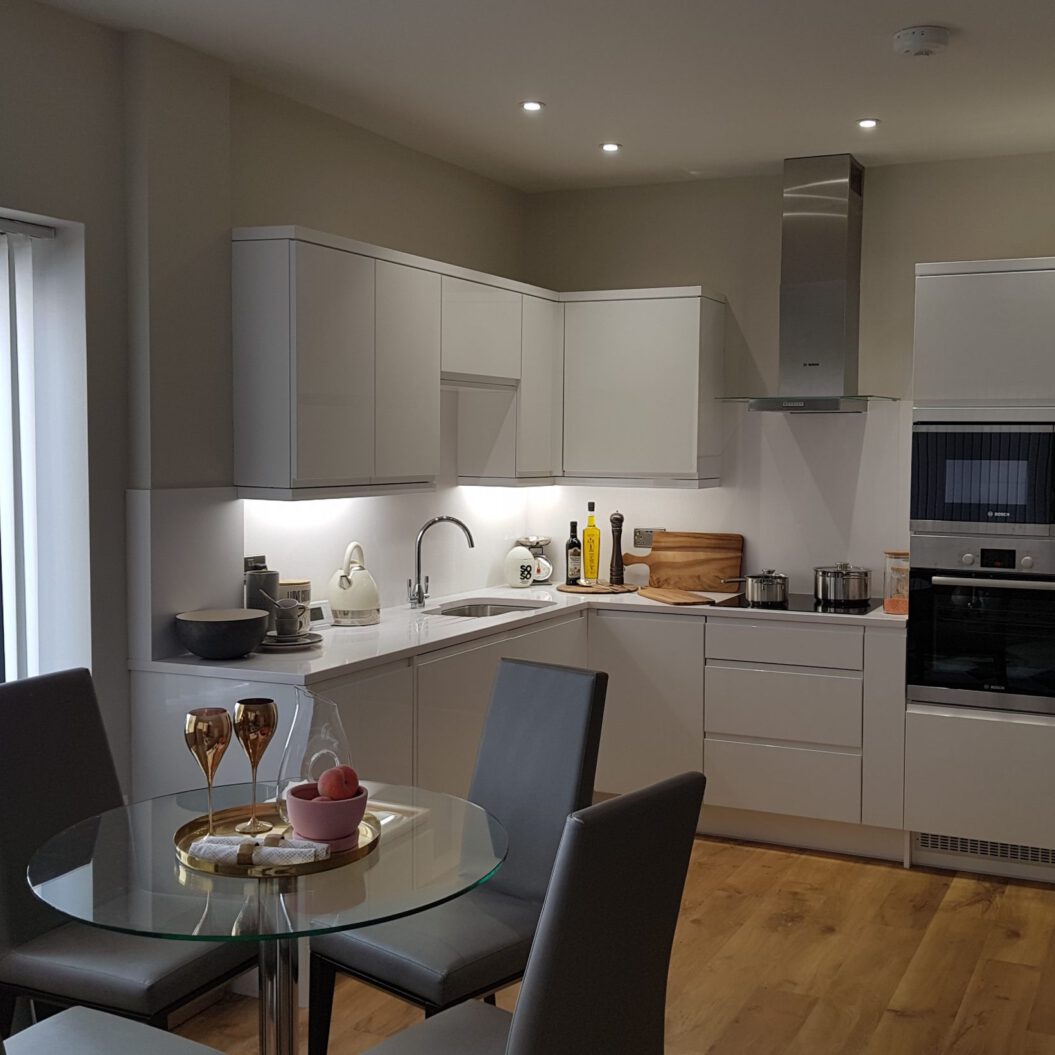 Modern kitchen with dining area